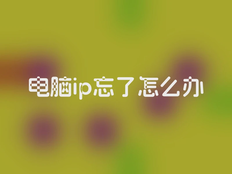 电脑ip忘了怎么办