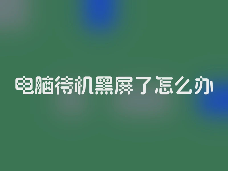 电脑待机黑屏了怎么办