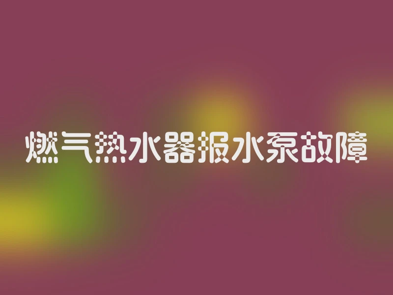 燃气热水器报水泵故障