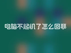 电脑不起机了怎么回事