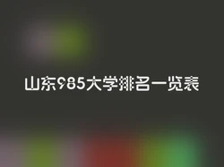 山东985大学排名一览表